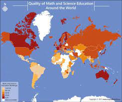 World Education Rankings Our World World Map Showing Countries World Education