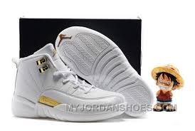 Air Jordan 12 Black White And Gold Http Www Myjordanshoes Com Kids Air Jordan 12 All White Gold Hzgfk Html Kids Air Jordan 12 All White G Jordan Shoes For Kids White And Gold Shoes Air Jordans