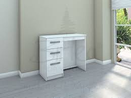 Dressing table white gloss with drawers. Birlea Lynx White With White Gloss 3 Drawer Single Pedestal Dressing Table By Birlea