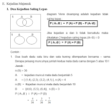 Contohnya apabila melempar dua dadu berwarna merah dan biru secara bersamaan, maka dalam menentukan peluang d peluang kejadian majemuk kelas xii f munculnya mata dadu 2 merah dan mata dadu 3 biru tidak akan memengaruhi satu sama lain. Soal Peluang Kejadian Majemuk Sedang