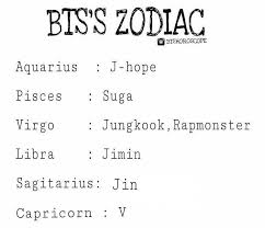 Bts Horoscopes Part 1 Army S Amino Bts Zodiac Signs Bts Quotes Bts Birthdays