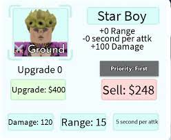 Star boy all star tower defense wiki. Star Boy Giorno Giovanna Roblox All Star Tower Defense Wiki Fandom