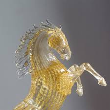 Murano glass rearing horse cleargold 14 inch murano. Small Gold Glass Rearing Horse Free Shipping Zanetti Murano Artemest