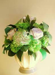 Pretty Centerpiece For Around St Pattys Day Get Green Fake Flowers So Simple Reusa St Patrick S Day Decorations St Patrick S Day Crafts Flower Arrangements