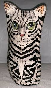 Black And White Striped Cat Details About Cats By Nina Ceramic Black White Striped Cat Bud Vase Figurine 7 75 Tall Euc Bud Vases Striped Cat Figurines