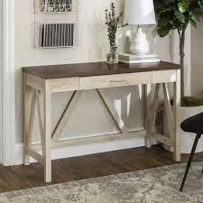 Woven Paths Rustic Farmhouse Computer Writing Desk With Drawer Brown White Oak Walmart Com In 2021 Writing Desk With Drawers Desk With Drawers Rustic Farmhouse