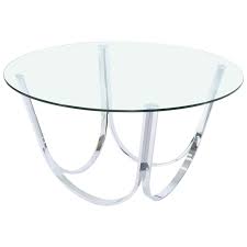 The coffee table is 32.5 in diameter and the end tables are 21.5 wide, so this set can fit in smaller seating areas. Tall Round Center Coffee Table Chrome And Glass For Sale At 1stdibs