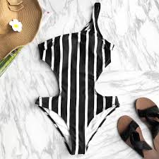 Black And White Vertical Striped Corset Black And White Stripe One Piece Swimsuit Striped One Piece One Piece One Piece Swimsuit