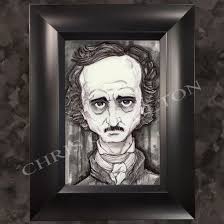 Edgar Allen Poe Art Print Framed And Signed By Artist Chris Oz Fulton