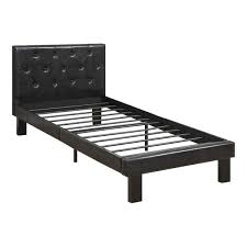 Homecho queen bed frame, modern upholstered platform bed with headboard, heavy duty bed frame with wood slat support, no box spring required, easy assembly (queen, black) 4.3 out of 5 stars 1,135 $179.99 $ 179. Faux Leather Upholstered Full Size Bed With Tufted Headboard Black On Sale Overstock 21836116