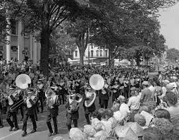 Vintage fourth of July parade in small town America