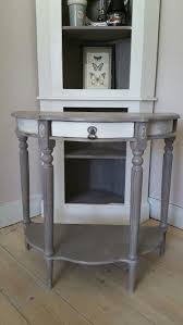 French Style Antique Half Moon Console Table Painted In Annie Sloan French Linen And Old White Furniture Finishes Refinishing Furniture Diy Furniture