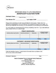 Health insurance policies often include an excess. Fillable Online Life Insurance Beneficiary Form Benefitsquest Com Fax Email Print Pdffiller