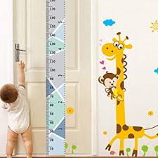 Baby Growth Chart Wood Frame Canvas Wall Hanging Decoration Kids Flexible Height Measurement