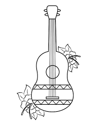 The electric guitar coloring page. Printable Ukulele And Flowers Coloring Page