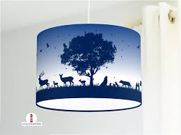 Lampe Wald Kinderzimmer Tiere In Dunklem Marine Blau Aus