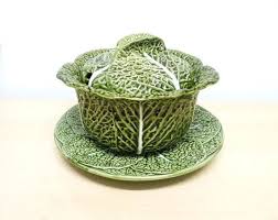 Green Cabbage Leaf Tureen 4 Piece Set With Ladle Majolica Caldes De Rainha Portugese Bordallo Pinheiro Made In Portu Chou Vert Soupieres Feuille De Chou