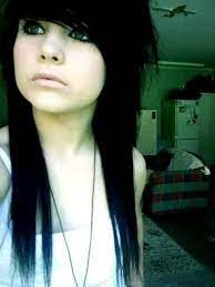Delicate dark pink and blonde streaks underneath give the i wish that my mom would let me die it black with lime green and blue streakes like my besties. Emo Girls Photo Cute Emo Girl With Black Hair And Blue Eyes Long Scene Hair Scene Hair Emo Scene Hair