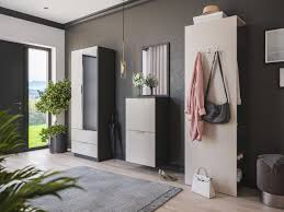 Der kompakte flurschrank in schlichtem und schickem design sorgt für ordnung und sauberkeit in ihrem wohnraum! Garderobe Core M 4 Tlg Flurschrank Paneel Spiegel Kipper 38 Paar Creme Grafit Garderobensets Fur 32 40 Paar Schuhe Garderobensets Zuhause 24 De