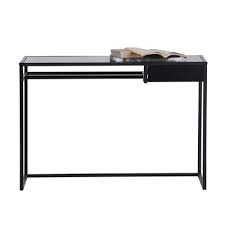 Details designed by donna piacenza black powdercoated aluminum frame engineered wood desktop, shelves and drawers with matte… Teun Black Metal Desk With Drawer By Woood Woood Cuckooland