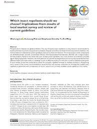 Check spelling or type a new query. Pdf Which Insect Repellents Should We Choose Implications From Results Of Local Market Survey And Review Of Current Guidelines