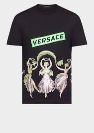Versace Amore E Psiche Logo Print T Shirt For Men Official Website Mens Tshirts Print T Shirt Versace