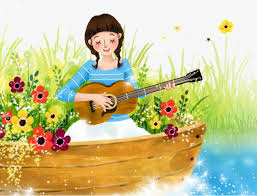 فتاة عزف جيتار Girl Cartoon Playing Guitar Girl Clipart
