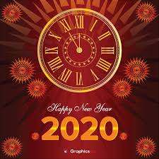 Happy New Year 2020 Background With Clock Free Vector Graphics Pic Happy New Year 2020 Vector Free Free Vector Graphics