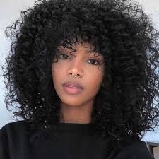 Different haircuts for men with curly hair. Amazon Com Lativ Curly Afro Wig With Bangs Short Wigs Curly Black Wig Afro Kinkys Wig Shoulder Length Synthetic Hair Heat Resistant African Wigs Curly Full Wigs For Black Women For Daily