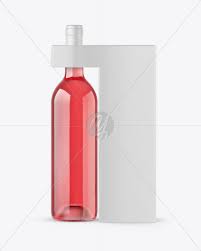 Clear Glass Pink Wine Bottle With Box Mockup In Bottle Mockups On Yellow Images Object Mockups