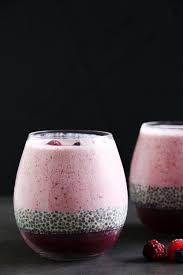 Layered Berry Smoothie Chia Pudding Baking Ginger Recipe Chia Pudding Chia Pudding Recipes Refreshing Breakfast
