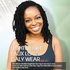 Amazon.com : Fancy Hair Full Lace Short Faux Locs Wig with Baby Hair Lace  Front Synthetic Knotless Twist Dreadlock Wig for Black Women (Natural  Black) : Beauty & Personal Care