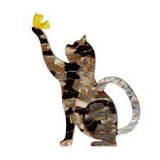 Janettie The Patient Cat Erstwilder Brooch Cat Brooch Resin Brooch Jewelry Collection