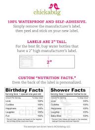Customizable Free Birthday Nutrition Facts Label Template Love The Nutritional Facts Personalized Water Bottle Labels Water Bottle Labels Baby Shower Nutrition Facts Label