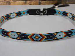 Beaded Blue Chevron Hat Band Beaded Hat Bands Hat Band Native American Bracelets