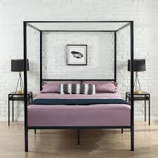 Requires a box spring, sold separately. Queen Size Modern Black Metal Canopy Bed Frame Fastfurnishings Com