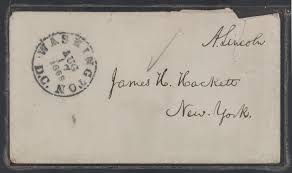 Letter to James H. Hackett from Abraham Lincoln, August 17, 1863.