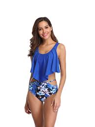 Women High Waist Swimsuit Swimwear Beachwear Floral Print Bikini Sets Tankini Sets Backless Push Up Br In 2020 Women Swimsuits Swimwear Beachwear Ruched Bikini Bottoms