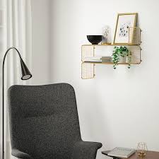 Svenshult Gold Colour Wall Shelf 60x20 Cm Ikea In 2020 Wall Shelves Wall Shelving Systems Gold Shelves