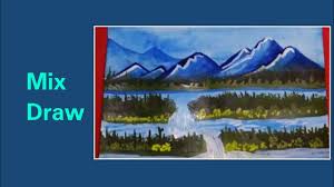 Blue Mountain Waterfall Painting Blue Mountain Landscape Mix Draw Youtube