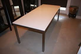 While the general measurements and wood staining techniques are consistently maintained, each table top is unique and will portray the character of the slab that was cut for it. Hand Crafted Modern Stainless Steel Parson Dining Table By Refined Elements Llc Custommade Com