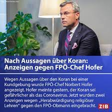 In seine eigene partei habe hofer aber keine ruhe gebracht. Zeit Im Bild Wegen Aussagen Uber Den Koran Bei Einer Facebook