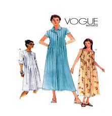 Vogue 7019 Womens Pintuck Bodice Maxi Dress Sewing Pattern Sleeveless Short Long Sleeve With Col Maxi Dress Pattern Sewing Sewing Dresses Dress Sewing Patterns