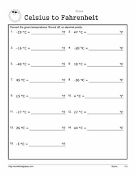 The temperature t in degrees fahrenheit (°f) is equal to the temperature t in degrees celsius (°c) times 9/5 plus 32 28 °c. Celsius To Fahrenheit Worksheets