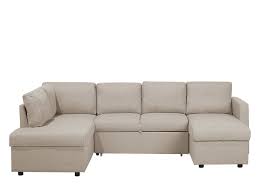 Divani casa jeremiah modern ivory fabric sofabed & ottoman w/ storage. Fabric Sofa Bed Beige Karrabo Beliani Co Uk