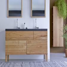 Waschtisch Aus Eiche Mit Lavastein Waschbecken 120 Easy Waschtische Tikamoon Meuble Sous Vasque Bois Meuble Salle De Bain Meuble Sous Vasque