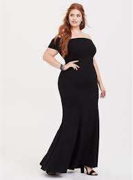 Black And White Formal Dresses Plus Size Special Occasion Black Ponte Off Shoulder Gown Plus Size Black Dresses Plus Size Dresses Off Shoulder Gown