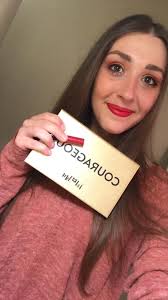 Bright red lipstick and eyeshadow combo at work