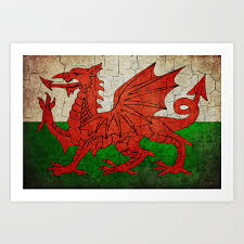 The flag of wales (y ddraig goch, meaning 'the red dragon') consists of a red dragon passant on a green and white field. Vintage Wales Flag Art Print By Steveball Society6