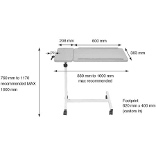 Table de lit avec plateau en mélaminé imitation ronce de noyer et avec rebord antichute. Table De Lit Roulante Double Plateau